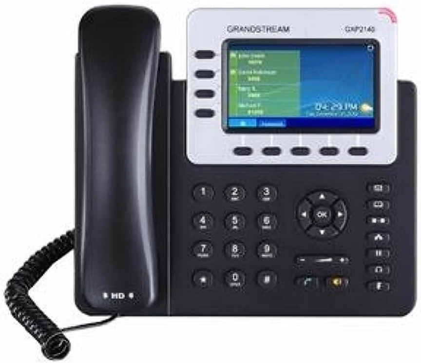 تلفن تحت شبکه گرنداستریم GXP2140 با 4 خط، HD VoIP، گیگابیتی، بلوتوث، PoE و صفحه نمایش رنگی LCD