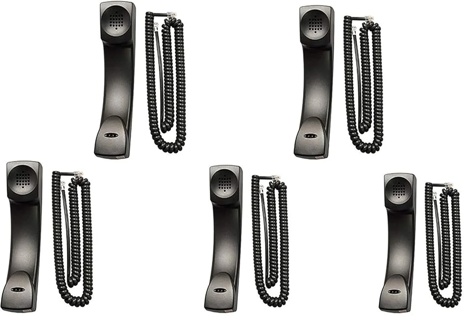 گوشی تلفن جایگزین GSDT HD برای تلفن های تحت شبکه Polycom VVX 300 301 310 311 400 401 410 411 500 501 600 601 1500 با سیم پیچ خورده 12 فوتی، بسته 5 عددی | خاکستری