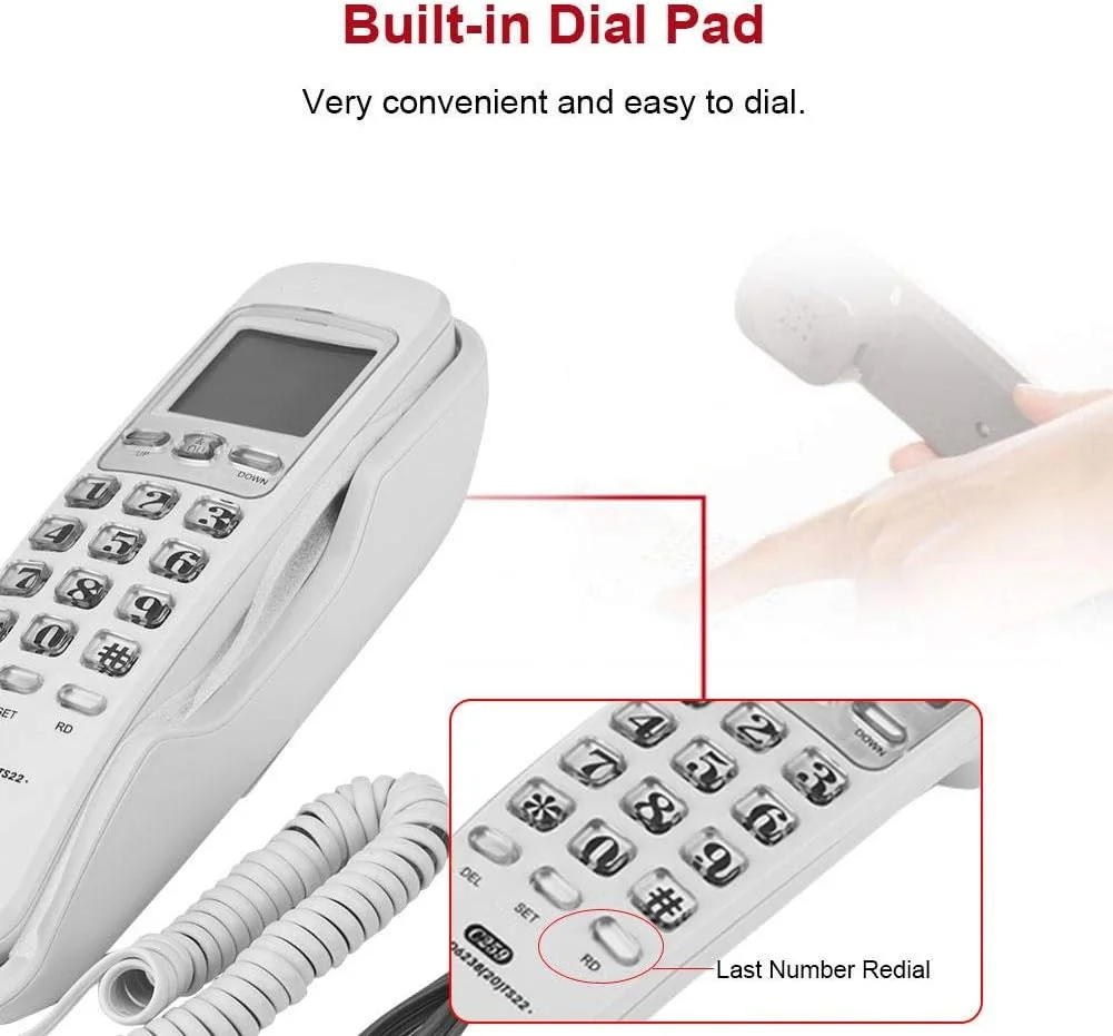 تلفن رومیزی دیواری، تلفن دیواری با قابلیت جستجوی تماس و نمایشگر تماس بدون تداخل، مناسب برای منزل، اداره، فروشگاه و هتل