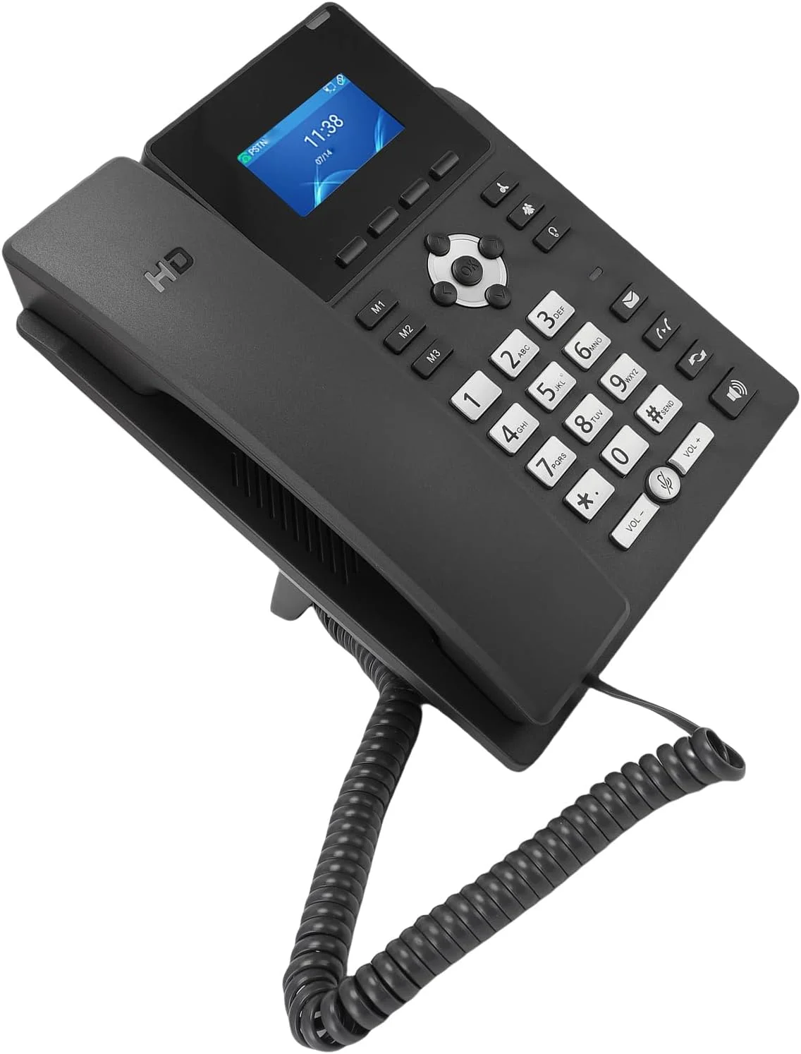 تلفن IP تجاری، 2 خط سرویس، صفحه نمایش رنگی 2.4 اینچی، دوگانه 1000M RJ45، سازگار با USB A، RJ9، پورت EHS، PoE 5.0، حذف نویز، مناسب برای فضاهای عمومی