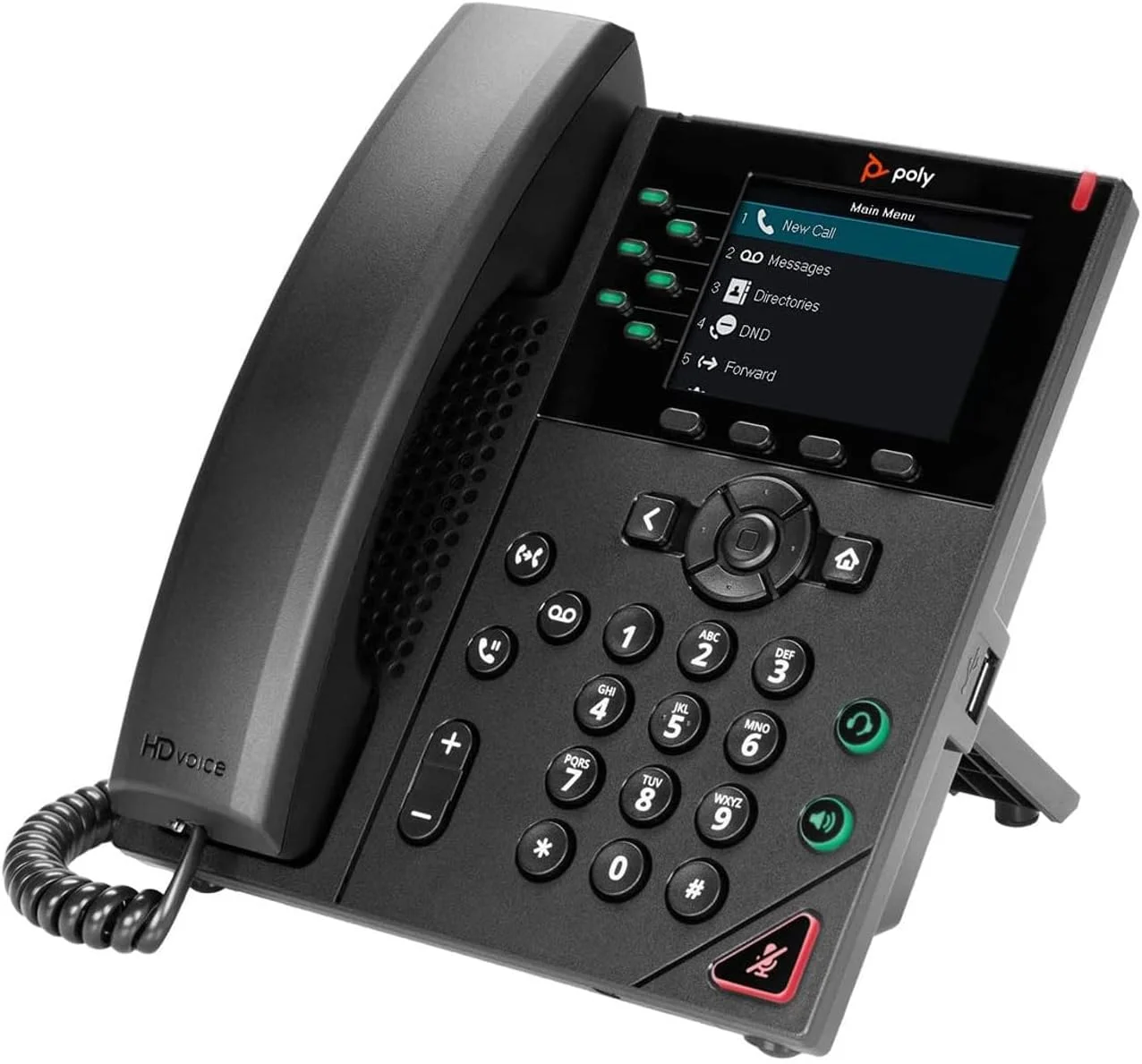 تلفن رومیزی ویپ میان رده Polycom VVX 350 با صفحه نمایش رنگی و شش خط برای کسب و کار