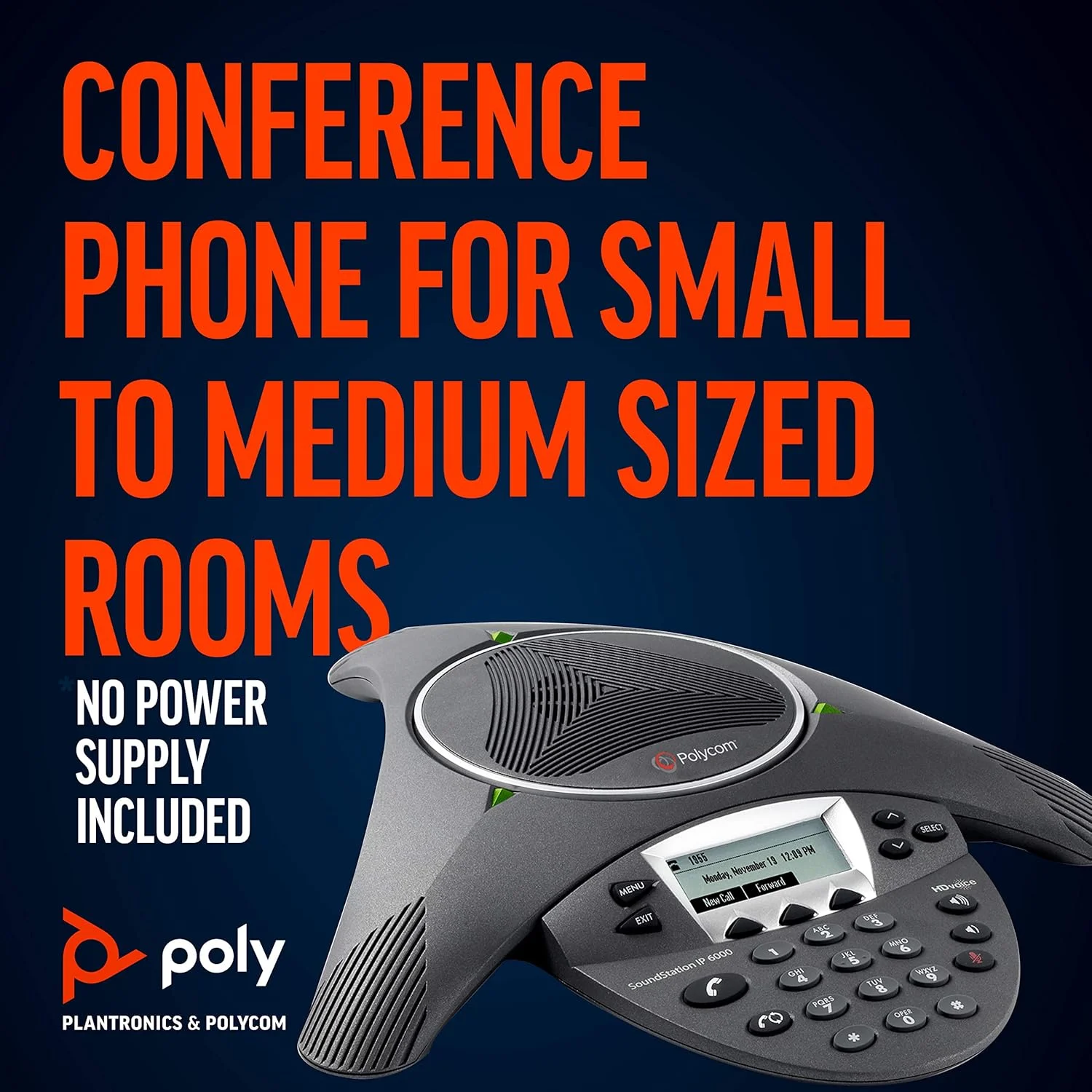 تلفن کنفرانس پلیکام SoundStation IP6000، مشکی، سیمی، PoE تلفن کنفرانس پلیکام SoundStation IP6000، مشکی، سیمی، PoE