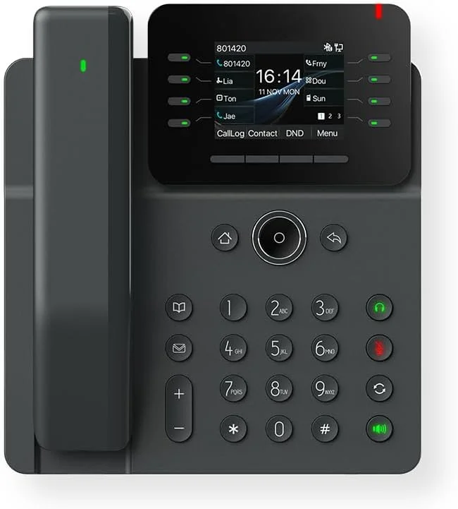 تلفن ویپ V62 Pro با 12 خط SIP، صدای HD، بلوتوث، PoE و اترنت؛ 21 کلید DSS؛ کنفرانس صوتی 6 طرفه؛ صفحه نمایش رنگی 2.8 اینچی