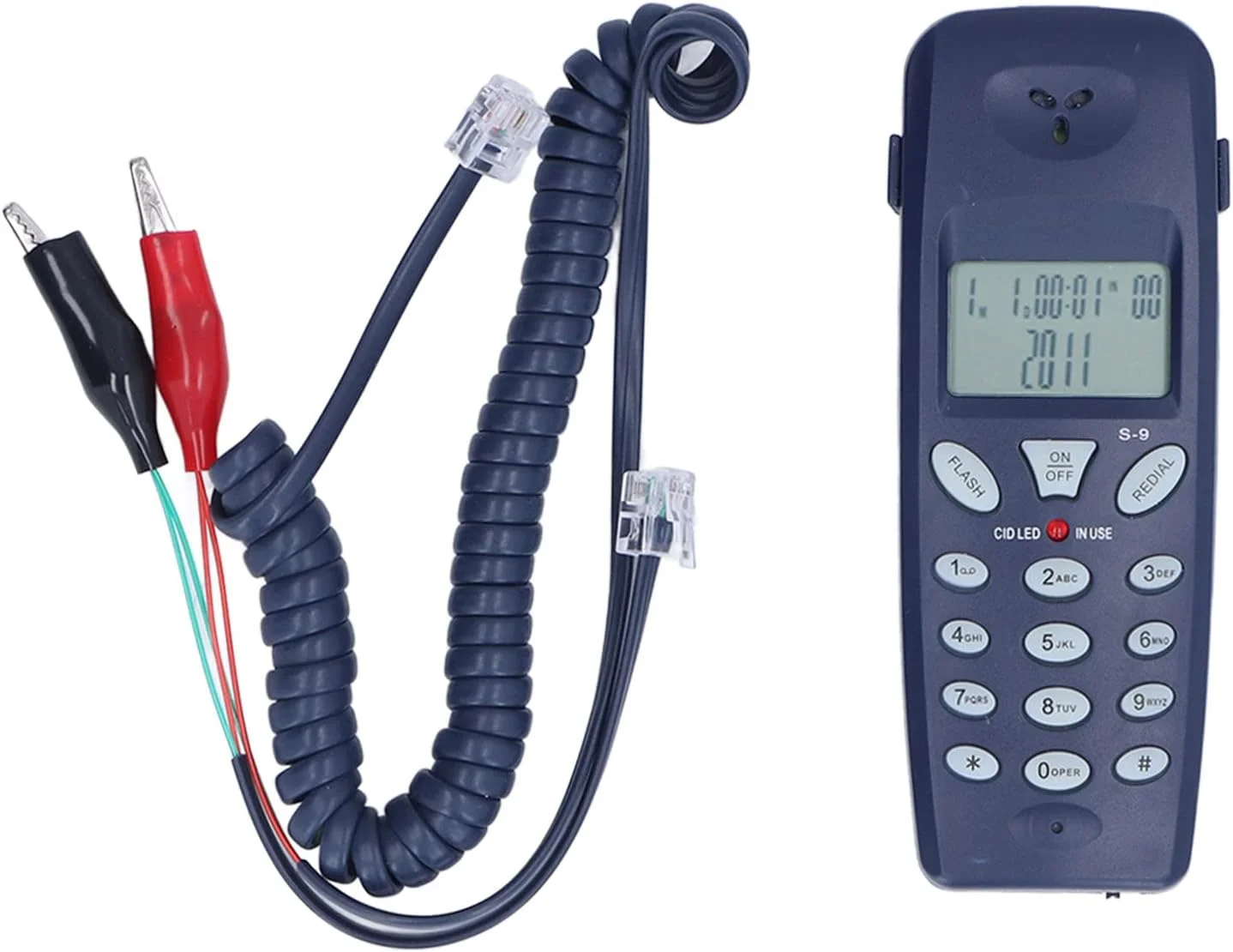 تلفن سیمی، تلفن رومیزی سیمی دوگانه FSK DTMF با صفحه نمایش LCD، تلفن ثابت سیمی برای سالمندان و کودکان، پشتیبانی از شماره گیری مجدد، مکث، شناسه تماس گیرنده، برای خانه، دفتر، مدرسه