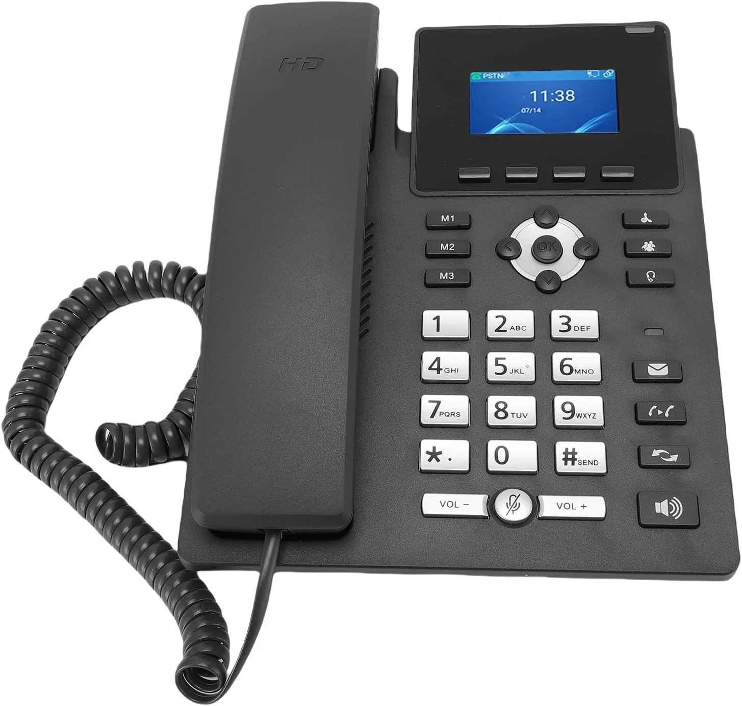 تلفن IP دو پورت گیگابیتی اترنت با صفحه نمایش رنگی، تلفن رسانه ای تجاری برای کسب و کارهای کوچک و استارت آپ ها، جنس ABS مشکی تلفن IP دو پورت گیگابیتی اترنت با صفحه نمایش رنگی، تلفن رسانه ای تجاری برای کسب و کارهای کوچک و استارت آپ ها، جنس ABS مشکی