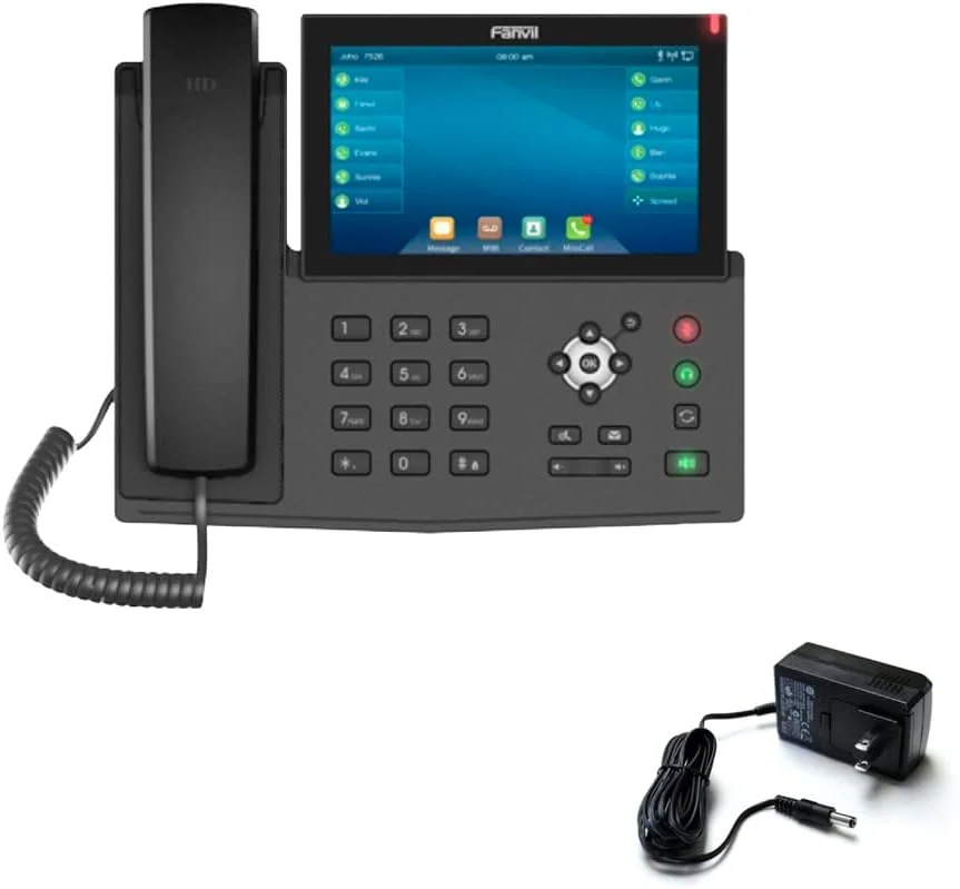 تلفن تحت شبکه مدیریتی پیشرفته Fanvil X7 با 20 اکانت SIP، صفحه نمایش لمسی 7 اینچی، بلوتوث، گیگابیت، PoE، صدای HD و قابلیت تماس تصویری به همراه آداپتور برق 5 ولت 2 آمپر