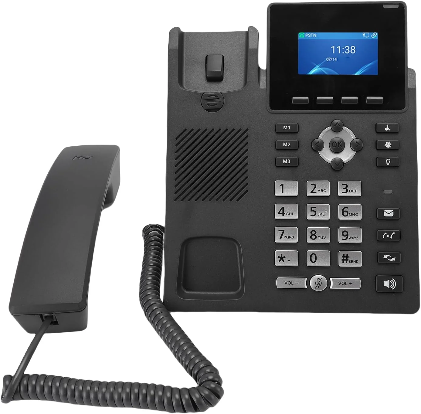 تلفن IP تجاری، صفحه نمایش LCD 2.4 اینچی، تلفن VoIP اترنت گیگابیتی دو پورت با فناوری حذف نویز، برای کسب و کارهای کوچک و استارتاپ ها