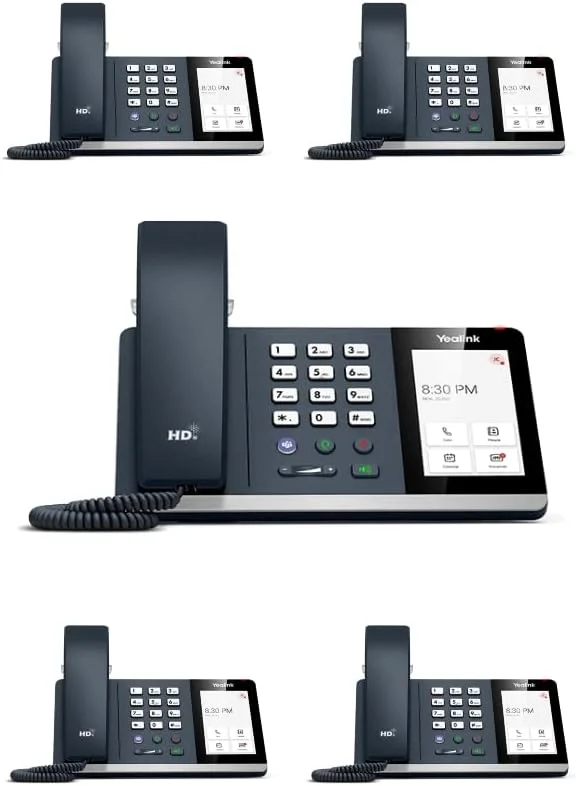 تلفن رومیزی تحت شبکه یالینک مدل MP54-TEAMS Edition [بسته 5 عددی] تلفن تحت شبکه مقرون به صرفه برای تیم، صفحه لمسی خازنی 4 اینچی (800 x 480)، PoE، آداپتور برق شامل نمی شود