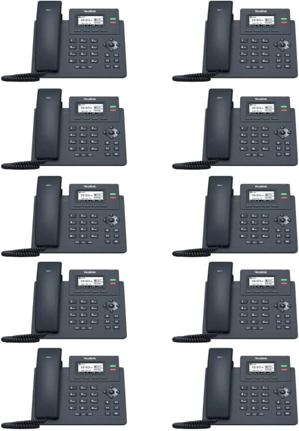 تلفن تحت شبکه یالینک SIP-T31P [بسته 10 عددی] 2 اکانت ویپ. صفحه نمایش گرافیکی 2.3 اینچی. پورت اترنت دوگانه 10/100، 802.3af PoE، آداپتور برق شامل نمی شود (SIP-T31P)