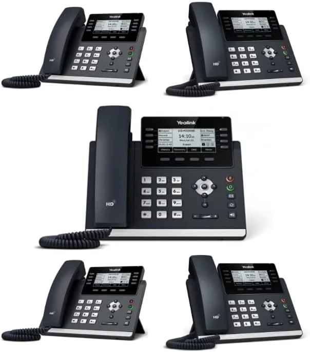 تلفن تحت شبکه یالینک SIP-T43U [بسته 5 عددی] 12 اکانت VoIP. صفحه نمایش گرافیکی 3.7 اینچی. دو پورت USB 2.0، دو پورت گیگابیتی اترنت، 802.3af PoE، آداپتور برق شامل نمی شود (SIP-T43U)
