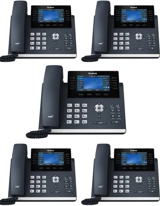 تلفن تحت شبکه یالینک SIP-T46U [بسته 5 عددی] 16 اکانت VoIP. صفحه نمایش رنگی 4.3 اینچی. دو پورت USB 2.0، دو پورت گیگابیتی اترنت، 802.3af PoE، آداپتور برق شامل نمی شود.