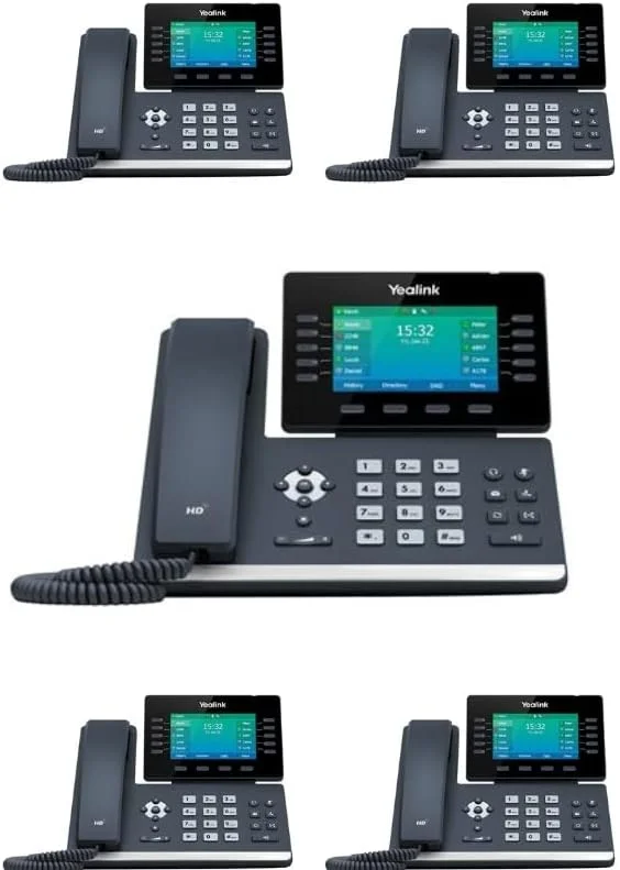 تلفن تحت شبکه یالینک SIP-T54W [بسته 5 عددی] 16 اکانت ویپ. صفحه نمایش رنگی 4.3 اینچی. USB 2.0، وای فای 802.11ac، اترنت گیگابیتی دو پورت، 802.3af PoE، آداپتور برق شامل نمی شود (SIP-T54W)