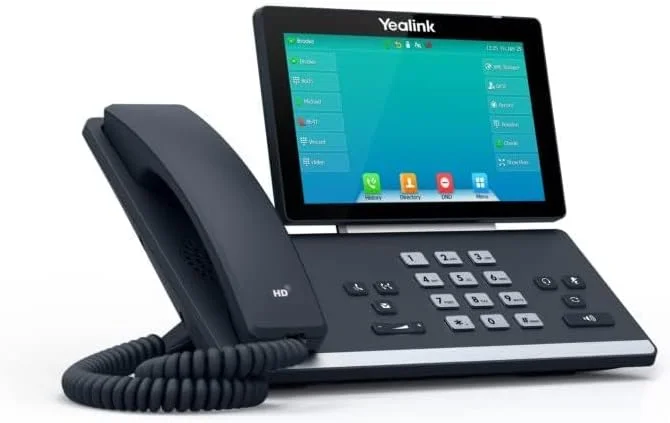 تلفن تحت شبکه یالینک SIP-T57W [بسته 5 عددی] 16 اکانت ویپ. صفحه نمایش لمسی رنگی 7 اینچی قابل تنظیم. USB 2.0، وای فای 802.11ac، اترنت گیگابیتی دو پورت، 802.3af PoE، آداپتور برق شامل نمی شود (SIP-T57W)