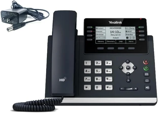 تلفن تحت شبکه یالینک مدل T43U - شامل آداپتور برق - قابل استفاده با هر ارائه دهنده VoIP بدون قفل
