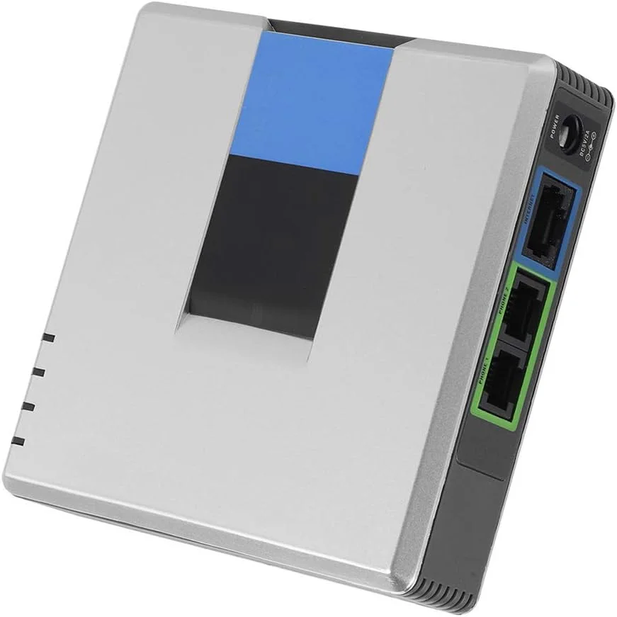 دروازه ویپ 2 پورت پروتکل SIP V2 آداپتور تلفن اینترنتی با کابل شبکه برای PAP2T (دوشاخه UK)