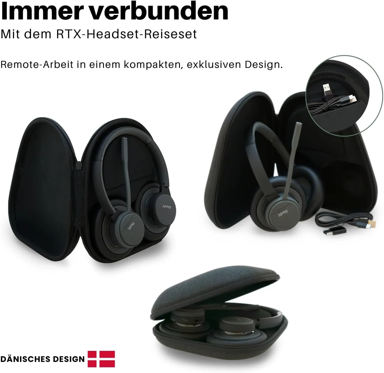 هدست بلوتوث و DECT با طراحی دانمارکی 2globes Hybrid X با قابلیت حذف نویز فعال (ANC) و حذف نویز محیطی (ENC)، شامل دانگل USB A و کیف سخت. به راحتی با کامپیوتر و دستگاه های تلفن همراه جفت می شود، برد تا 150 متر، مشکی