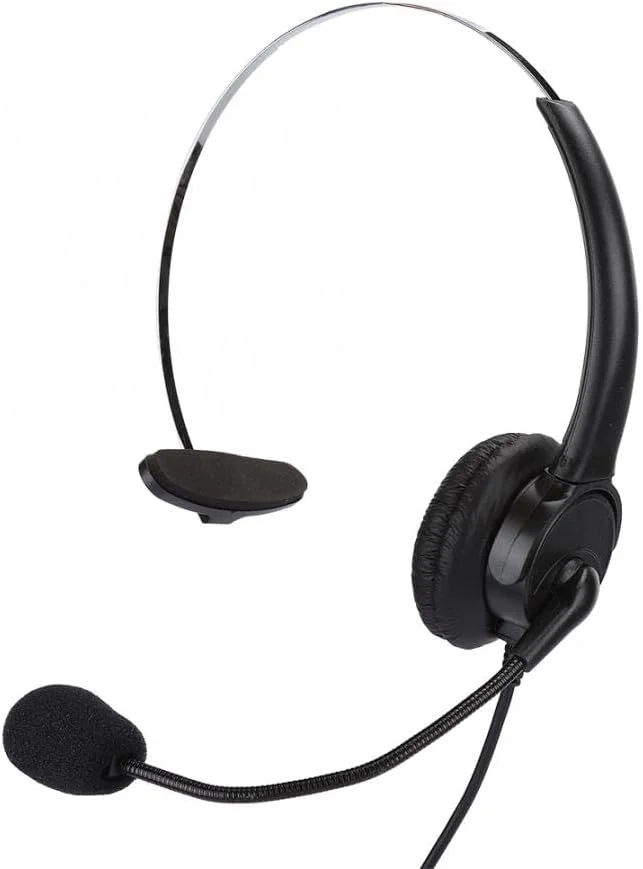 AE - تلفن هدست تک گوش تلفن ثابت هدفون با میکروفون برای استفاده خانگی هدفون سیمی برای گوشی (مشکی)