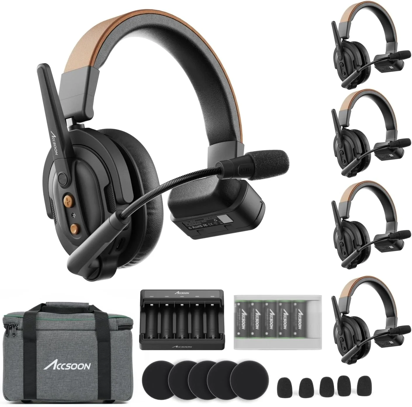 آکسون - Como SE کیت 1H4R (شامل یک هدست اصلی و چهار هدست ریموت) - طراحی ارگونومیک - برد 400 متری