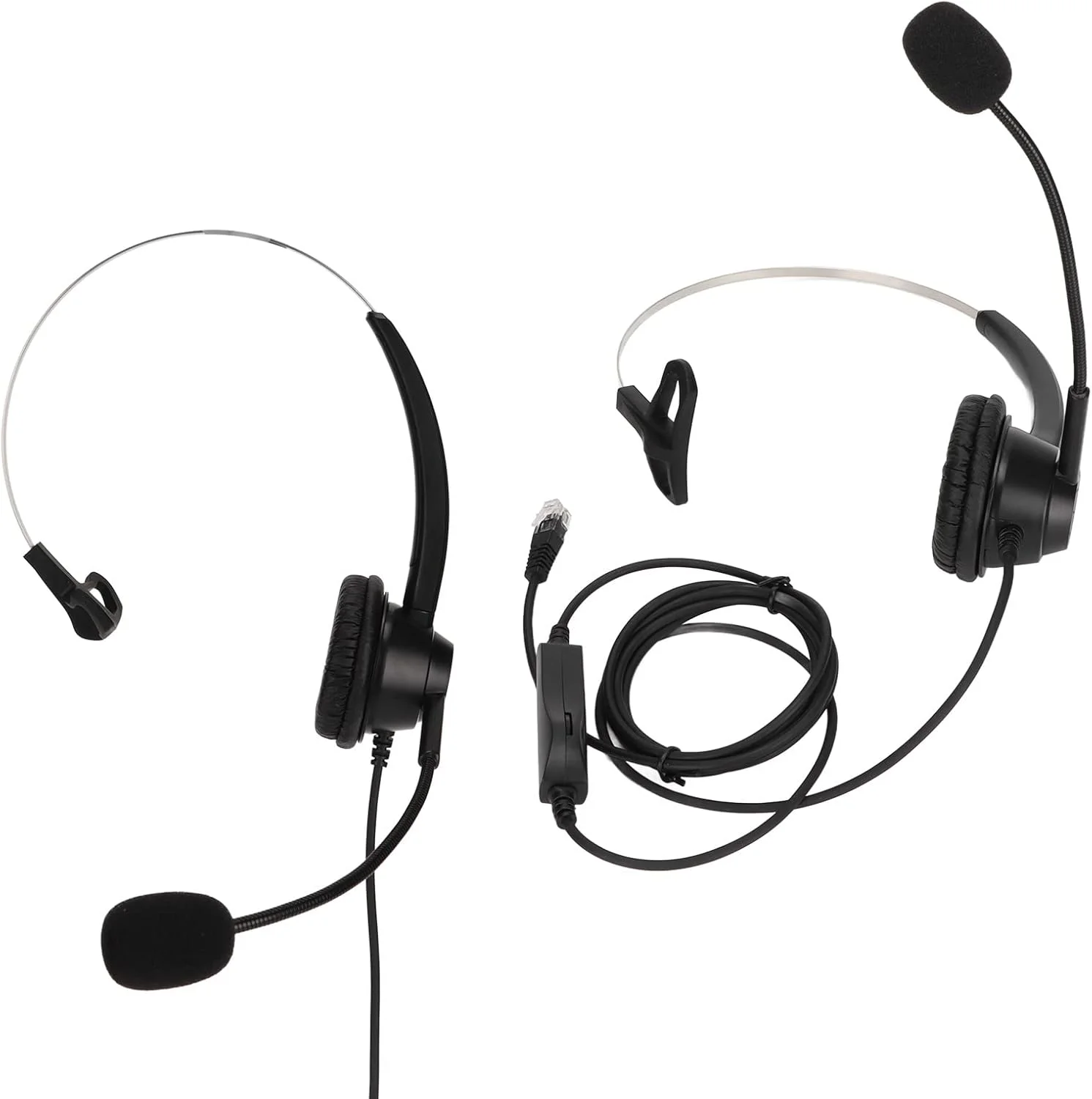 هدست مرکز تماس تجاری، دوشاخه RJ9 تنظیم صدا با میکروفون قطع کن، هدفون تک گوش برای دفاتر خانگی، مراکز تماس، بازاریابی تلفنی، بیمه، مشتری