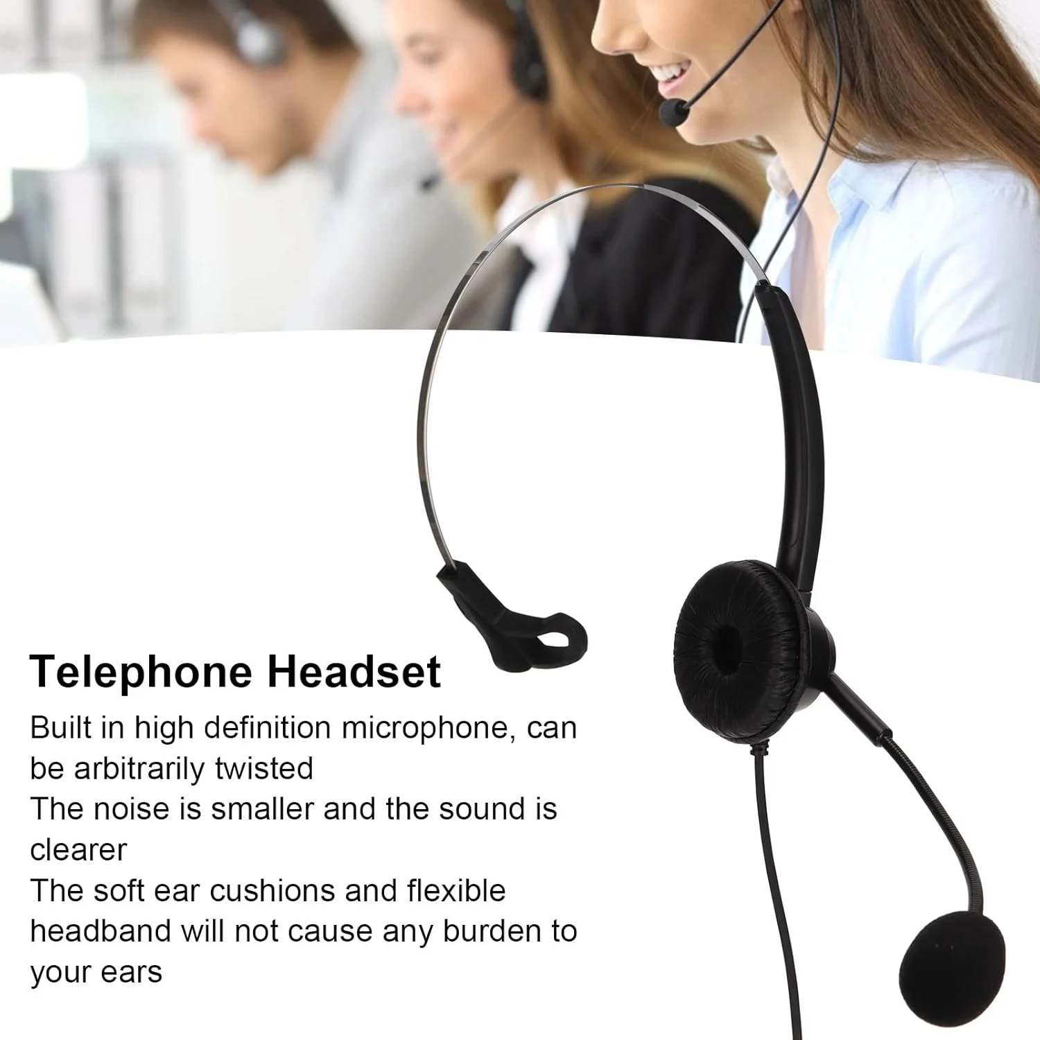 هدست تک گوش، هدفون تک گوشی با قابلیت تنظیم صدا و فیش 2.5 میلیمتری برای منزل، مرکز تماس، بازاریابی تلفنی و بیمه هدست تک گوش، هدفون تک گوشی با قابلیت تنظیم صدا و فیش 2.5 میلیمتری برای منزل، مرکز تماس، بازاریابی تلفنی و بیمه