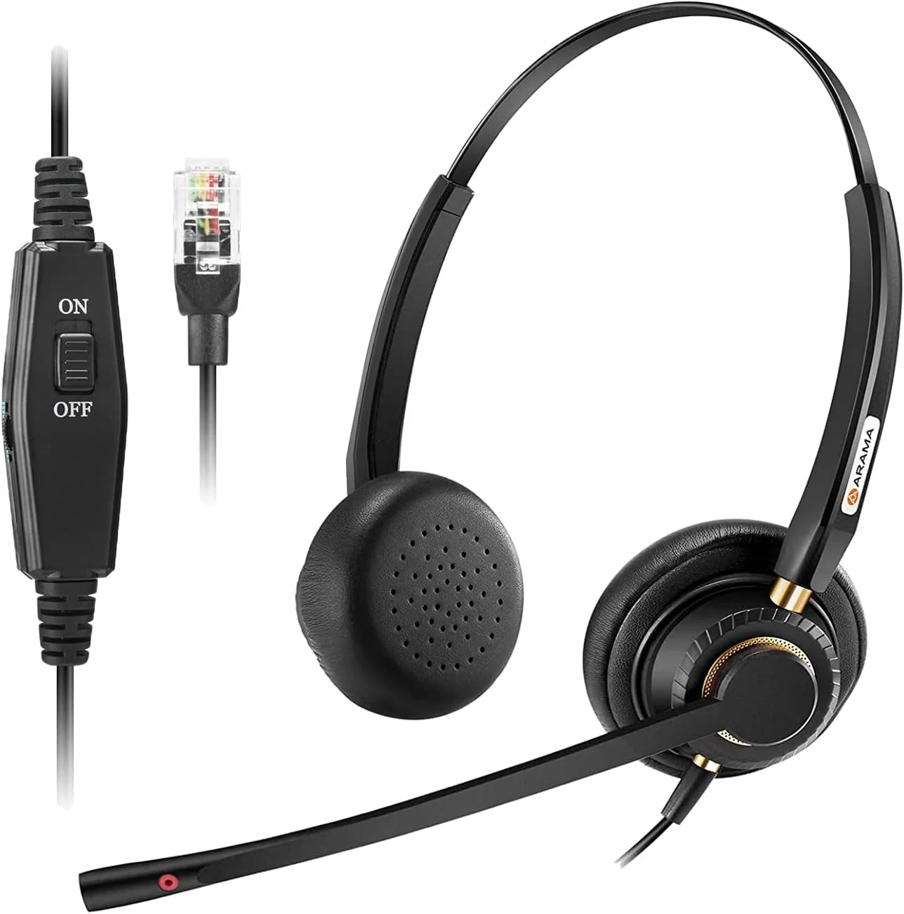 هدست تلفن Arama RJ9 با میکروفون دوگانه حذف نویز برای تلفن های رومیزی Polycom VVX310 VVX410 VVX411 Mitel 5220 5312 5320 Avaya 1408 1416 9508 Shoretel NEC BT Converse 2300