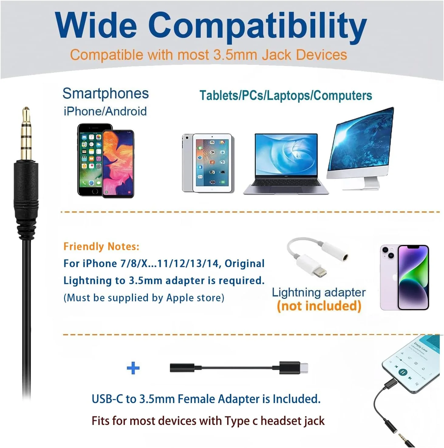 هدست تلفن همراه Arama با میکروفون حذف نویز و کنترل تماس، جک 3.5 میلی‌متری برای تلفن همراه آیفون سامسونگ، کامپیوتر، تماس‌های تجاری زوم اسکایپ، دفتر کار خانگی