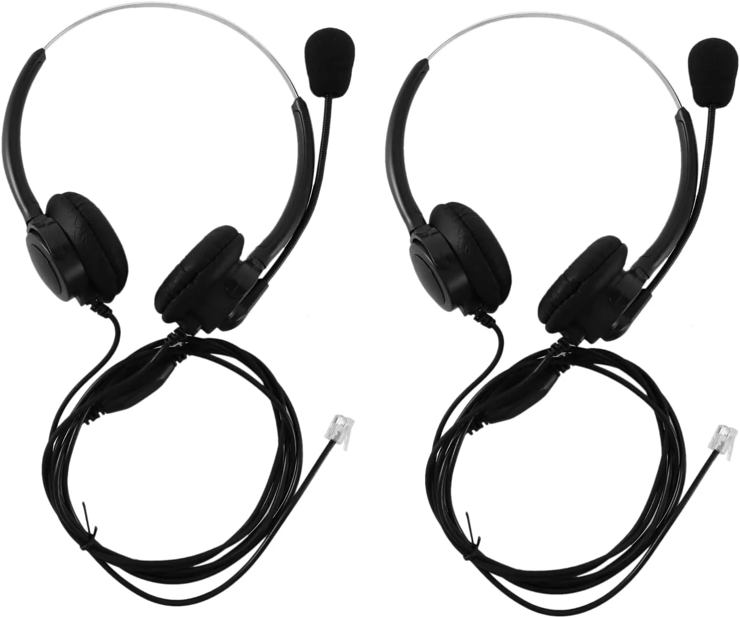 2 عدد هدفون دو طرفه VH500D RJ9 با میکروفون قابل تنظیم و حذف نویز برای تلفن