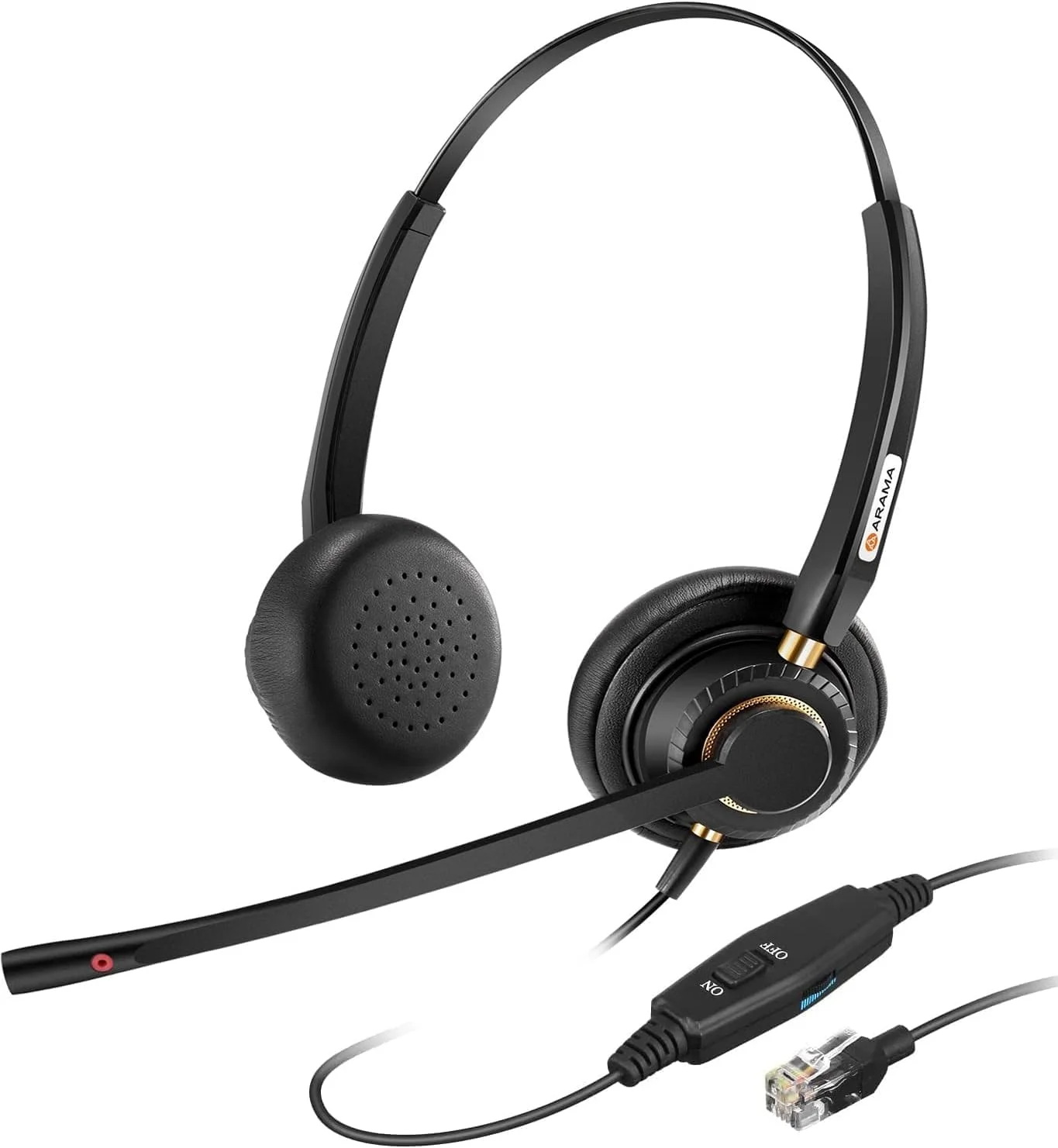 هدست تلفن Arama RJ9 با میکروفون حذف نویز، هدست تلفن ثابت مناسب برای تلفن های Yealink T41S T42S T46S T48S T21P T23G T46U Avaya 1608 1616 9608 مناسب برای مراکز تماس و دفاتر