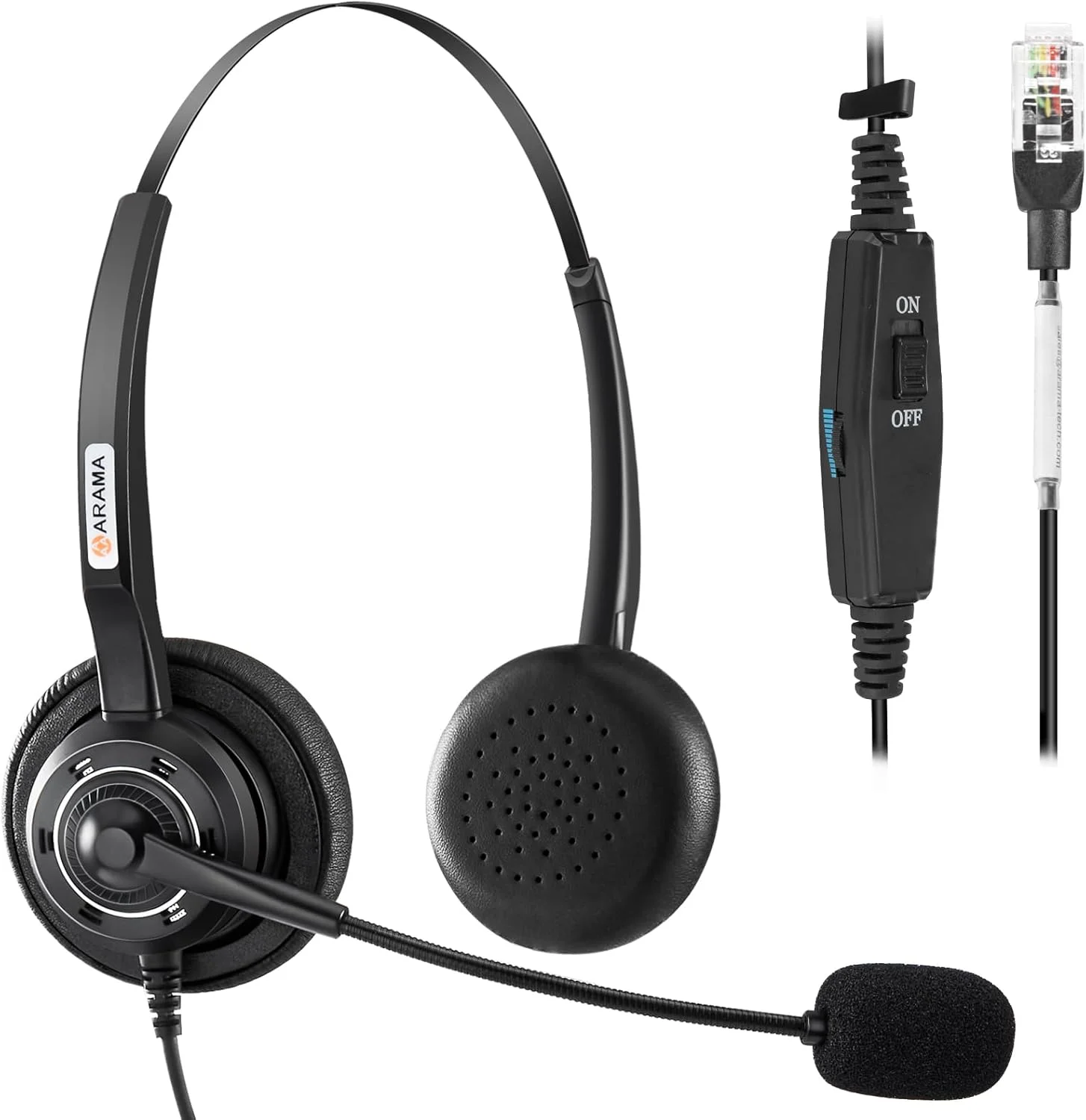 هدست تلفن Arama RJ9 با میکروفون حذف نویز، هدست تلفن اداری مناسب برای تلفن های Polycom VVX410 VVX411 Avaya 1408 Mitel 5312 ShoreTel Alcatel Lucent NEC Fanvil