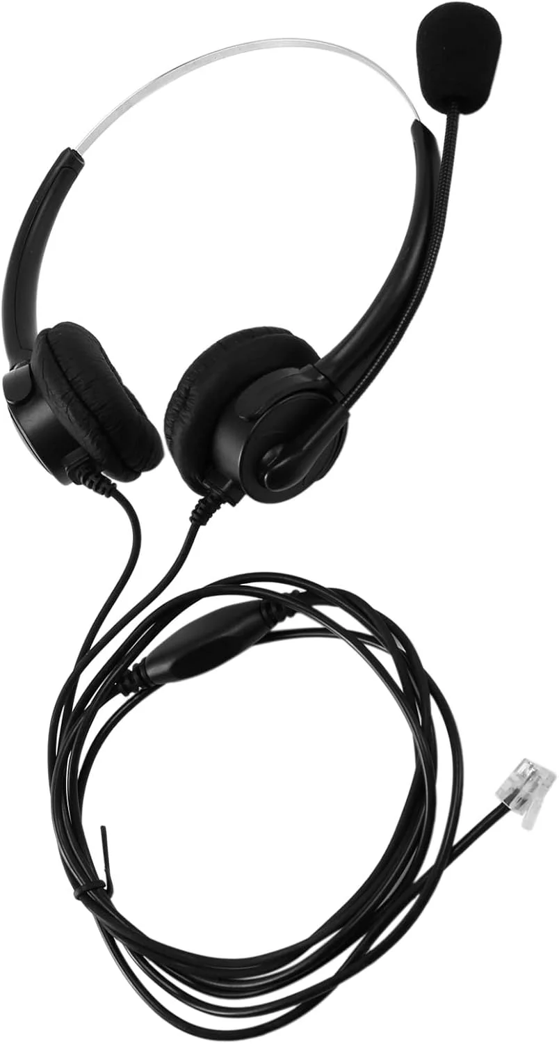 2 عدد هدفون دو طرفه VH500D RJ9 با میکروفون قابل تنظیم و حذف نویز برای تلفن