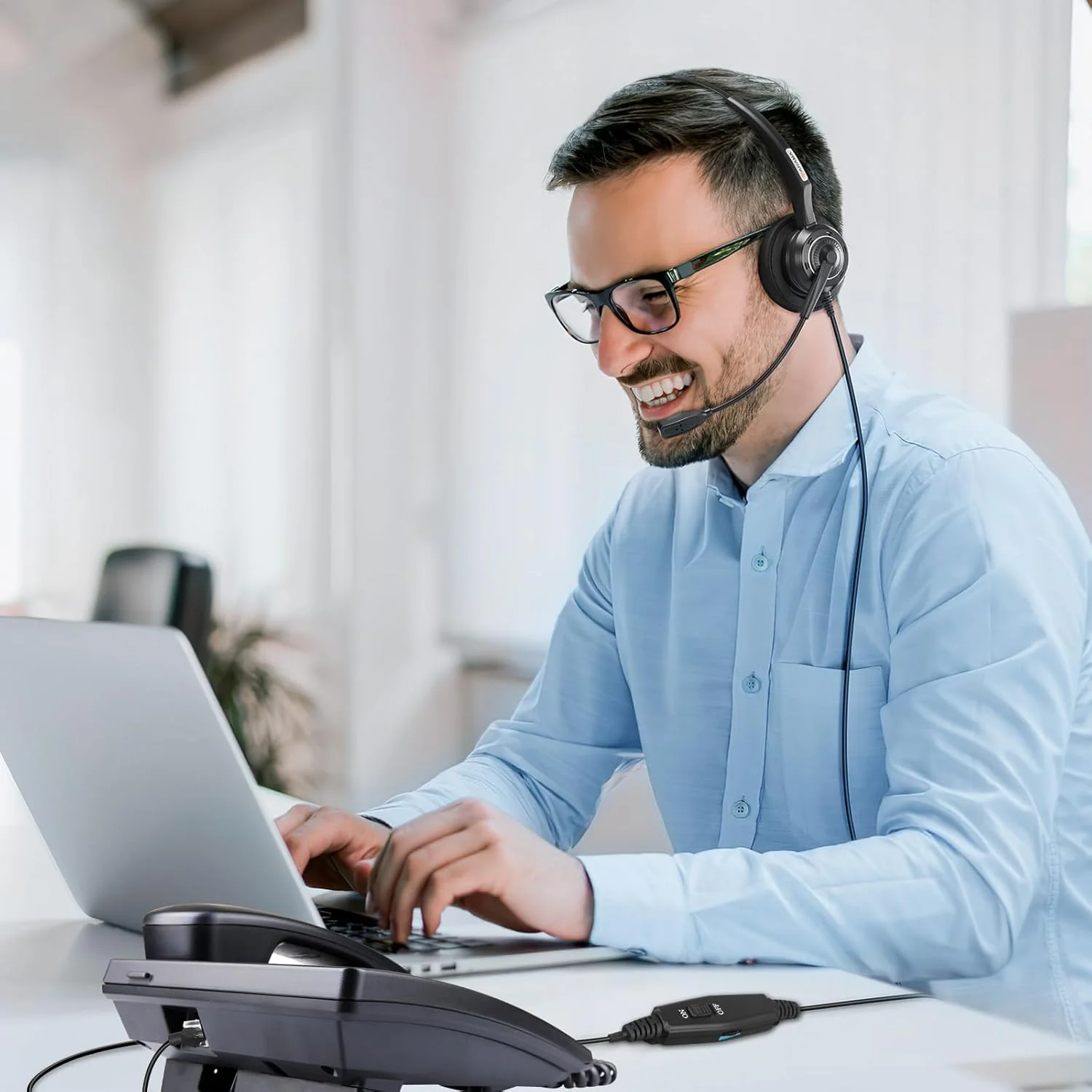 هدست تلفن Arama RJ9 با میکروفون حذف نویز، هدست تلفن اداری مناسب برای تلفن های Polycom VVX410 VVX411 Avaya 1408 Mitel 5312 ShoreTel Alcatel Lucent NEC Fanvil