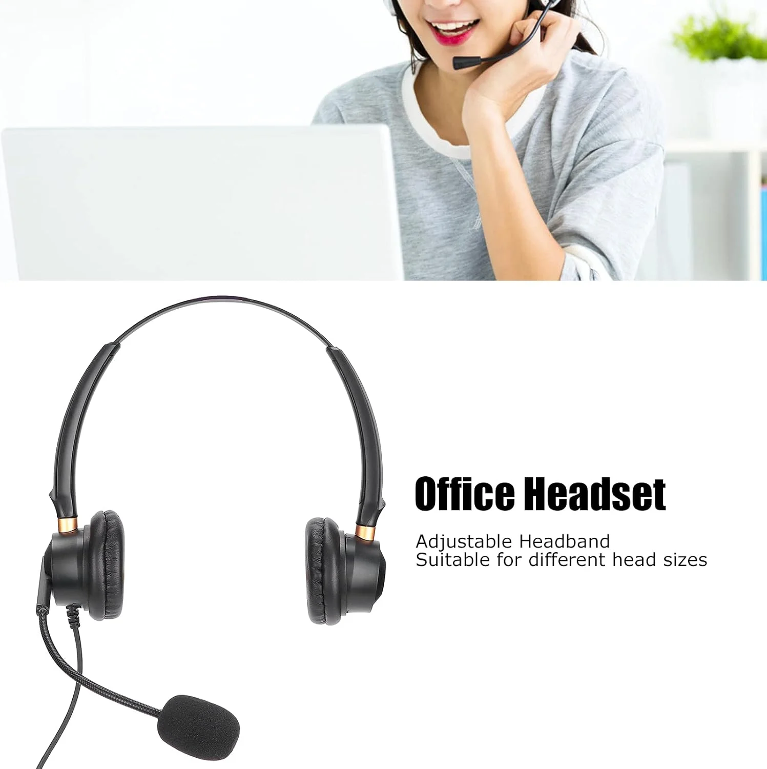 هدست دو گوشی، هدست مرکز تماس، هدفون کامپیوتر 3.5 میلی متری با میکروفون حذف نویز و کنترل صدا، اتصال سریع و آسان