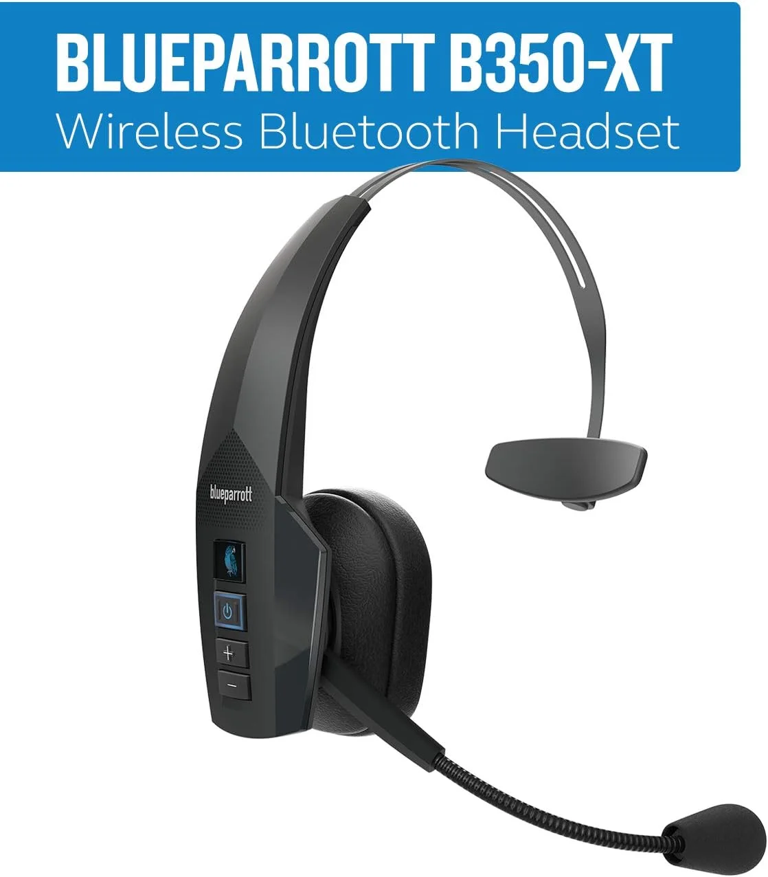 هدست بلوتوث حذف نویز BlueParrott B350-XT مخصوص رانندگان کامیون - طراحی به روز شده با صدای پیشرو در صنعت و راحتی بهبود یافته، برد بی سیم گسترده - ایده آل برای هر کسی که همیشه در حال حرکت است، مشکی