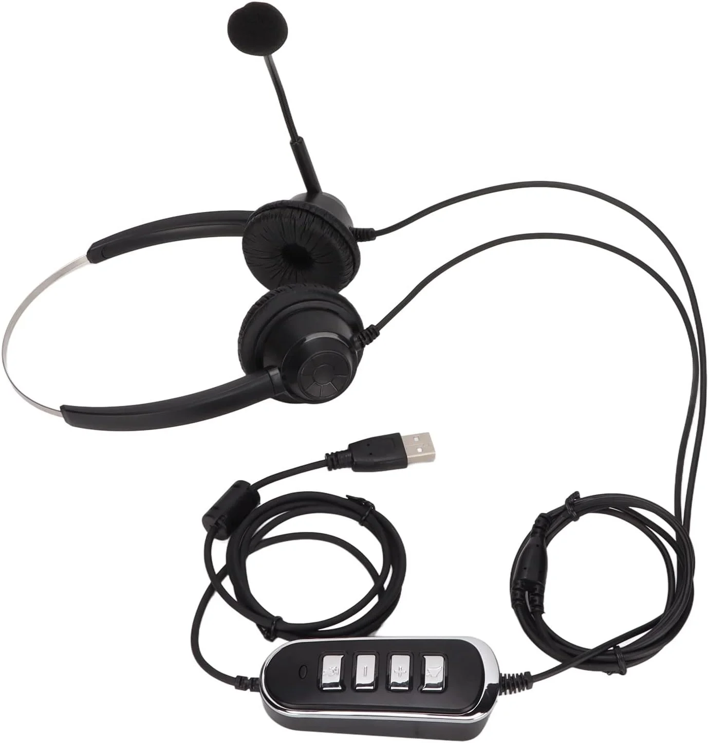 هدست تلفن برای مراکز تماس، گوشی با قابلیت تنظیم صدا و میکروفون با کارت صدای USB، هدفون دو گوش با قابلیت حذف نویز برای دفاتر خانگی، بازاریابی تلفنی، خدمات مشتری