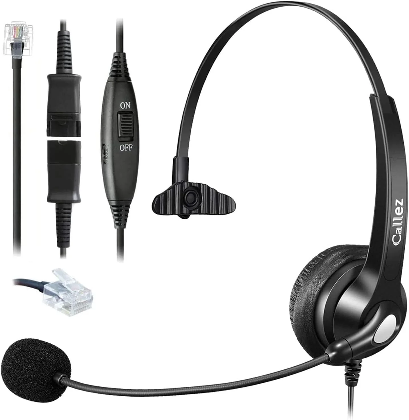 هدست تلفن کالز RJ45 با میکروفون حذف نویز، هدست تلفن مونو با قطع سریع سازگار با تلفن های ثابت IP زیمنس یونیفای OpenStage 30 40 60 80 میتل/آآسترا 6865i 6867i 5370