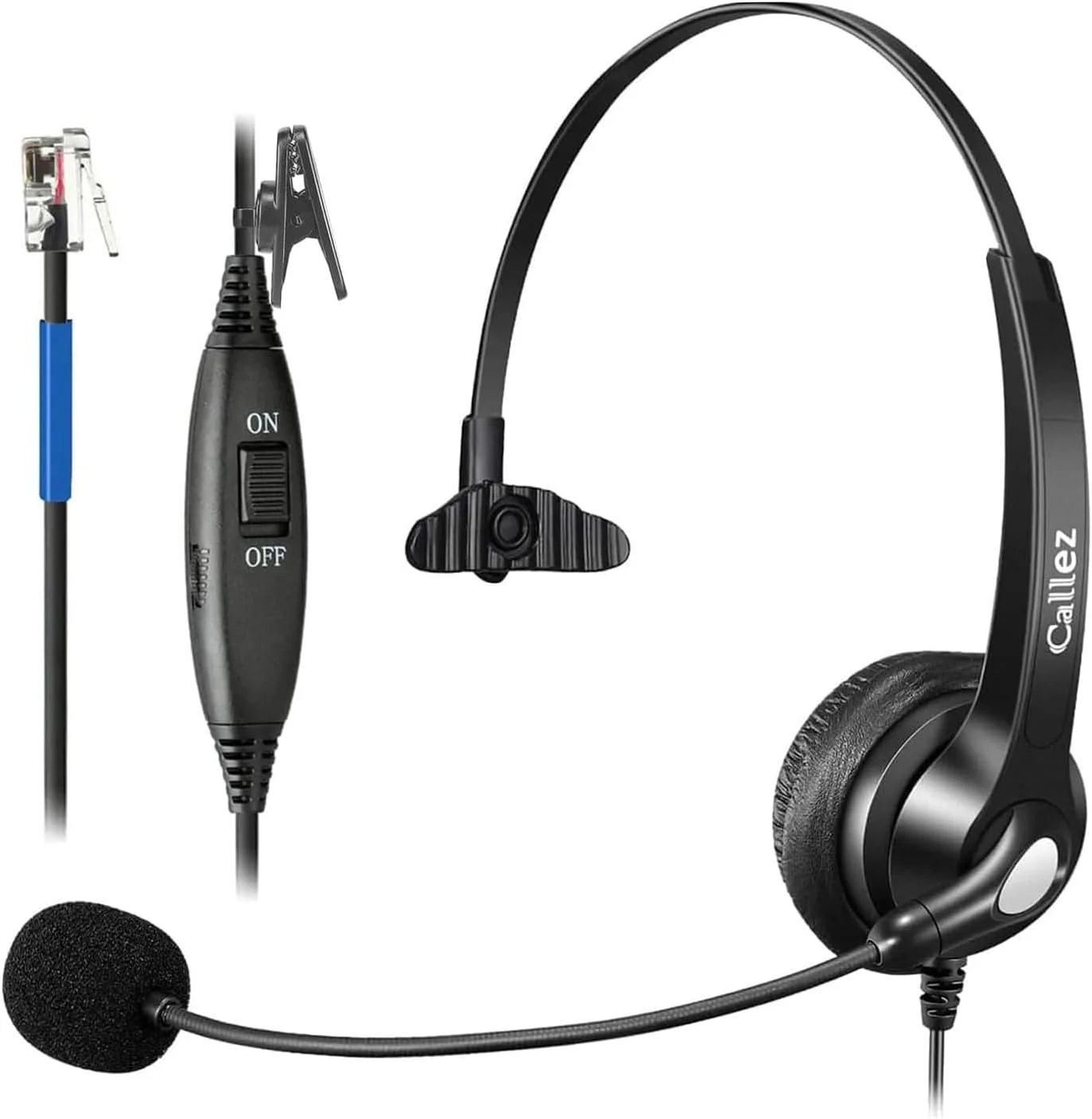 هدست تلفن RJ9 کالز با میکروفون حذف نویز و دکمه قطع صدا، هدست تلفن سیمی برای تلفن های سیسکو 8851 8845 8841 8811 7965 7962 7945 7941 7841 7821 6941 6851 و تلفن های ثابت اداری Plantronics M12