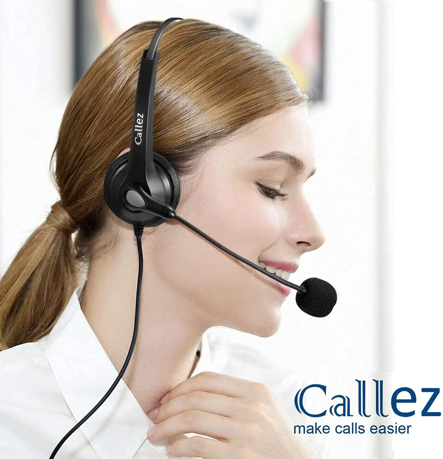 هدست تلفن Callez RJ9 با میکروفون حذف نویز و کنترل صدا، هدست تلفن سازگار با Polycom VVX310 VVX410 VVX411 Plantronics S12 Avaya 1416 5410 Mitel 5320e ShoreTel 230