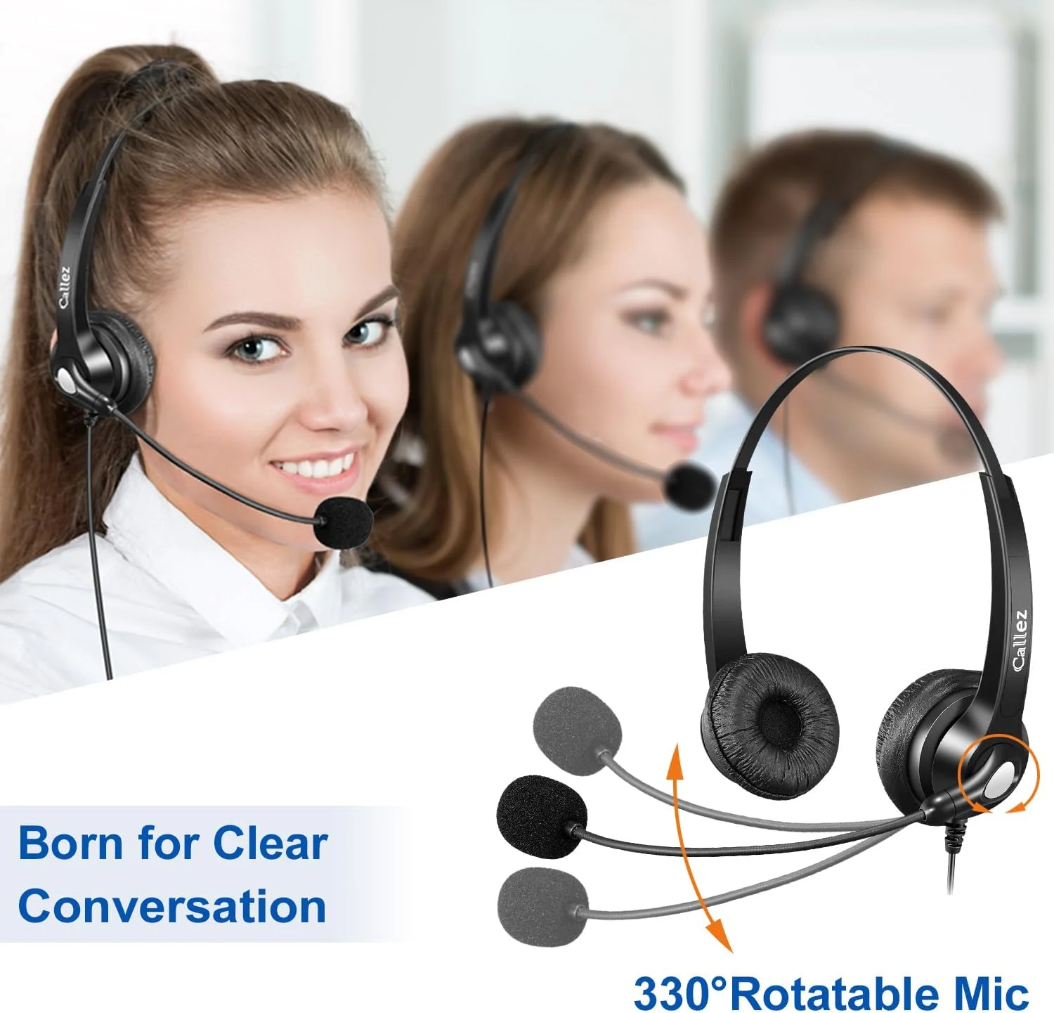 هدست تلفن کالز RJ45 با میکروفون حذف نویز، هدست تلفن با قطع سریع سازگار با تلفن های زیمنس یونیفای OpenStage 30 40 60 80 CP205 میتل/آسترا 6865i 6867i 5370 ثابت IP