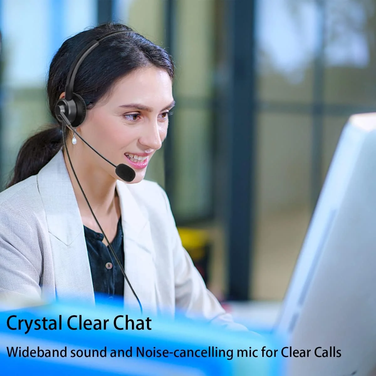 هدست تلفن کالز RJ9 برای تلفن های اداری با میکروفون حذف نویز، هدست تلفن باینورال سازگار با تلفن های سیسکو 8841 8845 8851 8865 6945 7811 7821 7940 7841 7861 7945 7965 VOIP