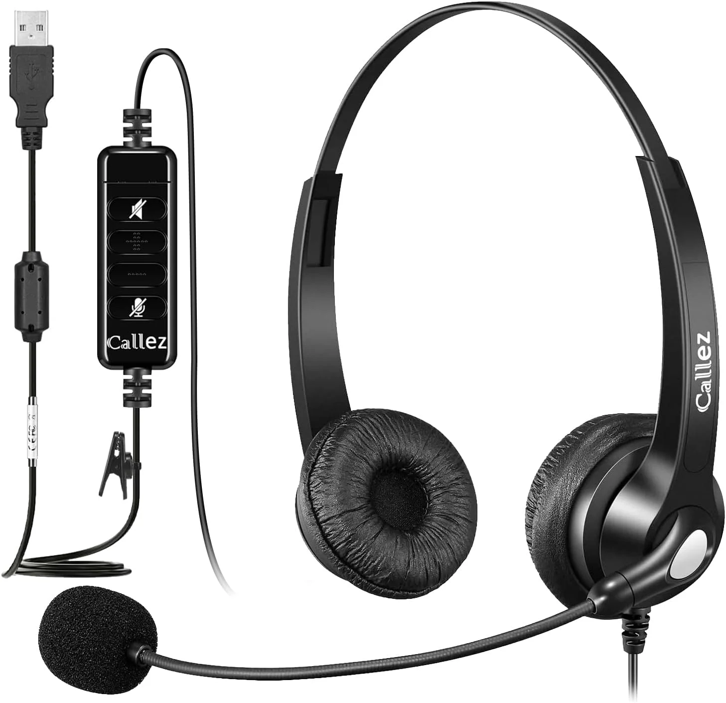 هدست USB کالز با میکروفون برای کامپیوتر، هدفون USB فوق العاده راحت با میکروفون حذف نویز برای لپ تاپ، کامپیوتر، مک، کسب و کار، اسکایپ، وبینار، دفتر کار، کار از راه دور