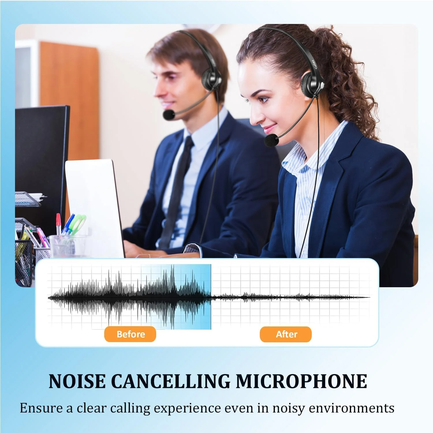 هدست USB کالز با میکروفون برای کامپیوتر، هدفون USB فوق العاده راحت با میکروفون حذف نویز برای لپ تاپ، کامپیوتر، مک، کسب و کار، اسکایپ، وبینار، دفتر کار، کار از راه دور