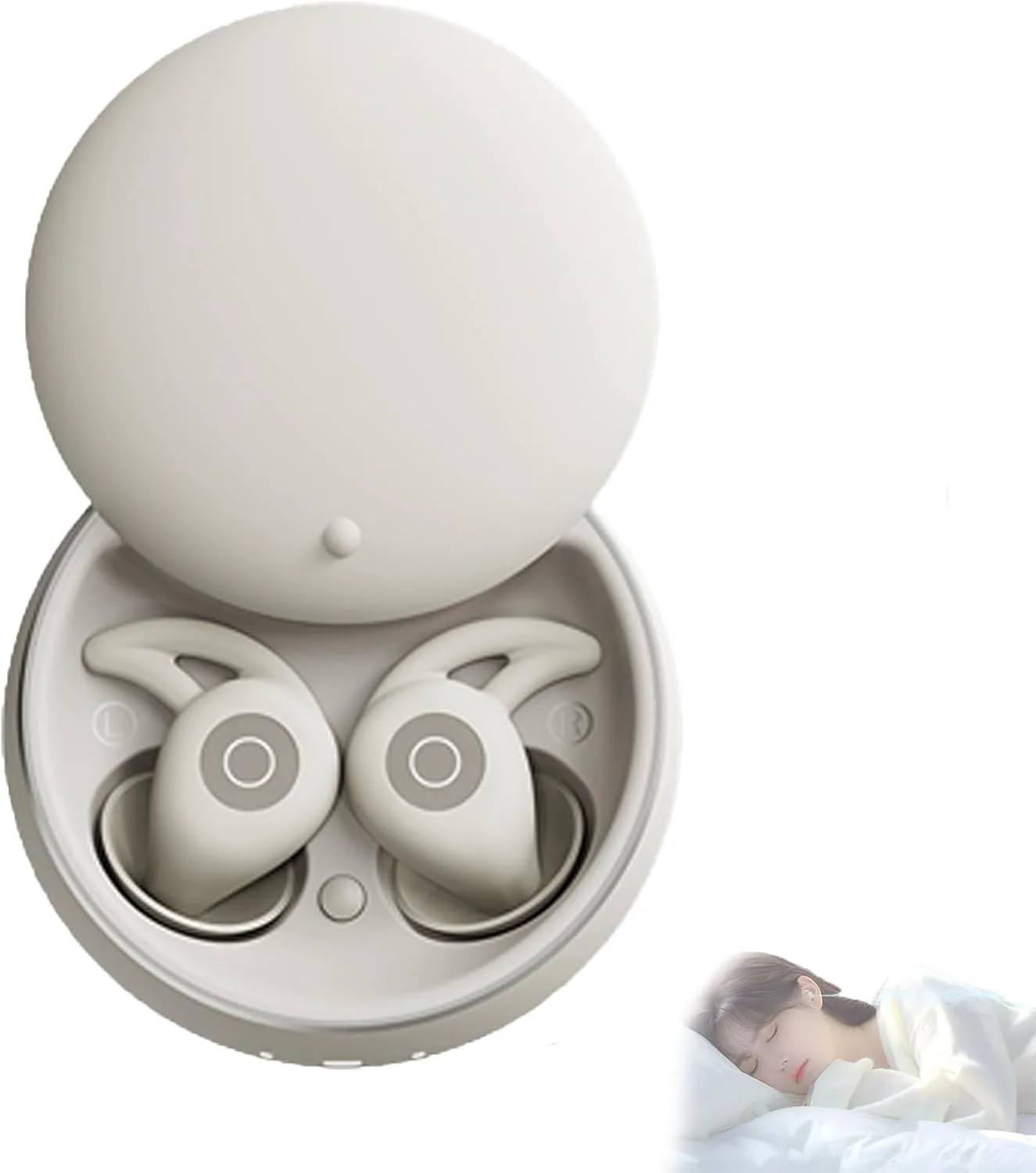 هدفون خواب لومون برای افراد پهلو خواب، هدفون های کوچک و راحت مسدود کننده صدا، هدفون های بی سیم بلوتوث 5.4 نامرئی، بدون درد، تجربه خواب آرام (سفید)