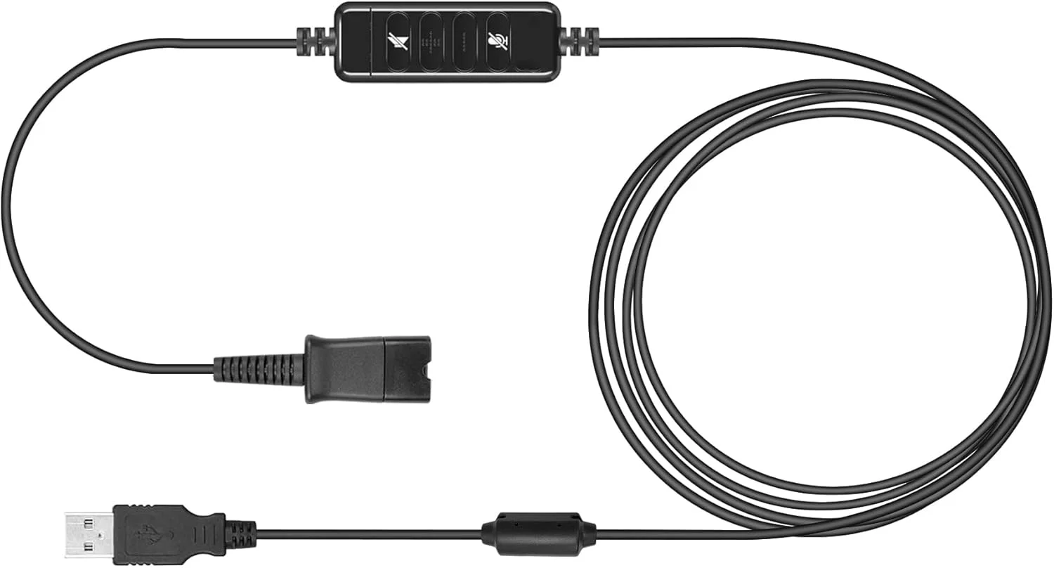 کابل آداپتور USB هدست QD سازگار با هدست سیمی Plantronics QD (قطع سریع) به پورت USB با کنترل های بی صدا کردن صدا، مناسب برای کامپیوتر لپ تاپ PC Mac UC Skype Lync Softphone