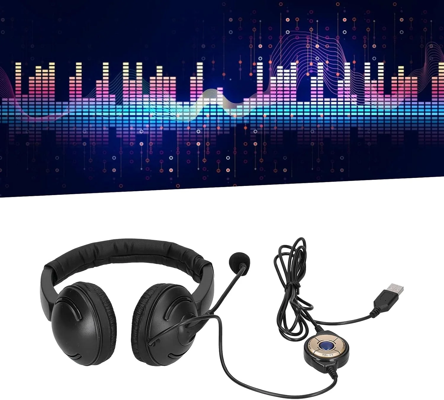 هدست ارتباطی، هدست تلفن USB با هدبند نرم، هدفون دیجیتال سیمی با میکروفون برای وبینار تجاری مرکز تماس