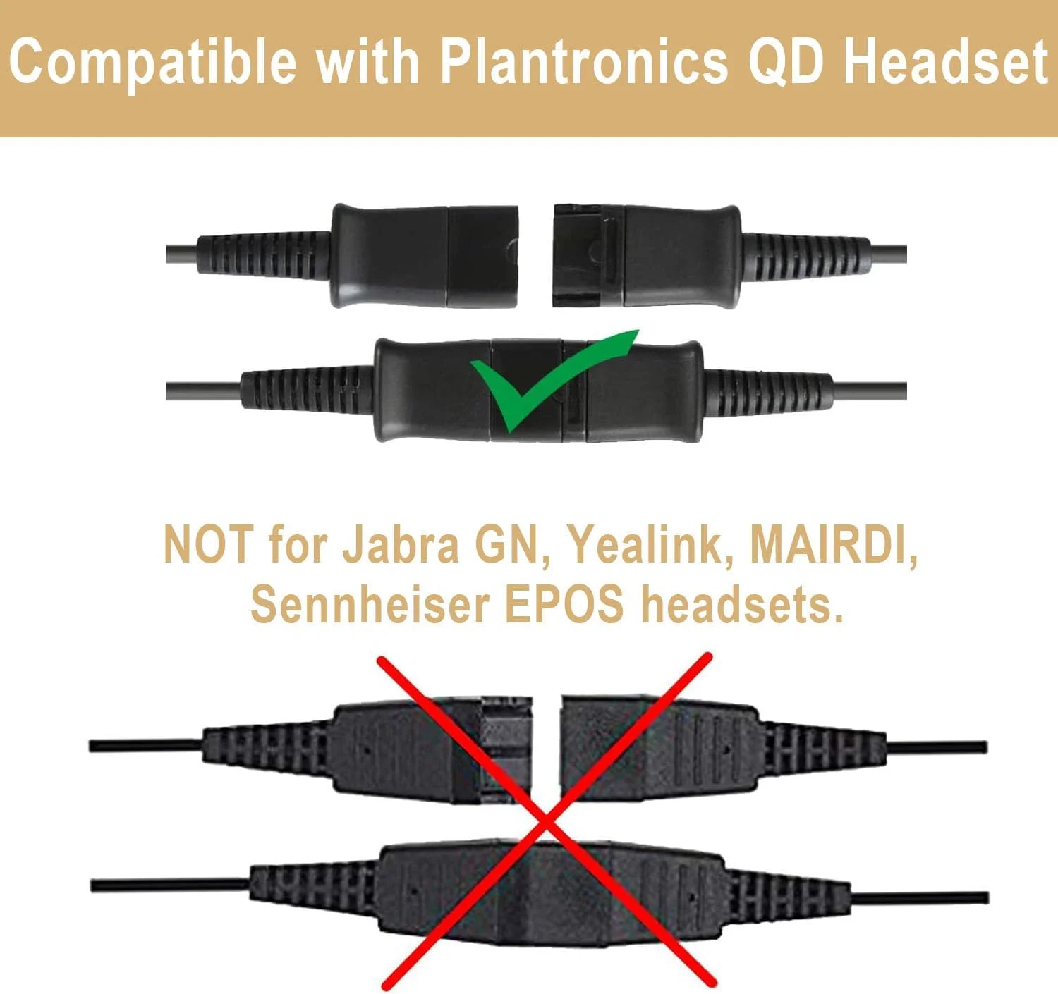 کابل آداپتور هدست QD به USB، کانکتور QD به سیم دوشاخه USB-A برای هدست سیمی با قطع سریع پلنترونیکس سازگار با کامپیوتر، لپ تاپ، رایانه شخصی، دسکتاپ، مک، UC، اسکایپ، Lync، سافت فون، ویندوز، لینوکس