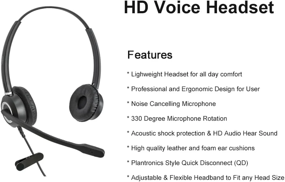 هدست روزانه Avaya HD Voice با آداپتور HIS سازگار با تلفن های IP سری Avaya 1600، 9600، J100، به همراه آداپتور 3.5 میلی متری برای تلفن هوشمند