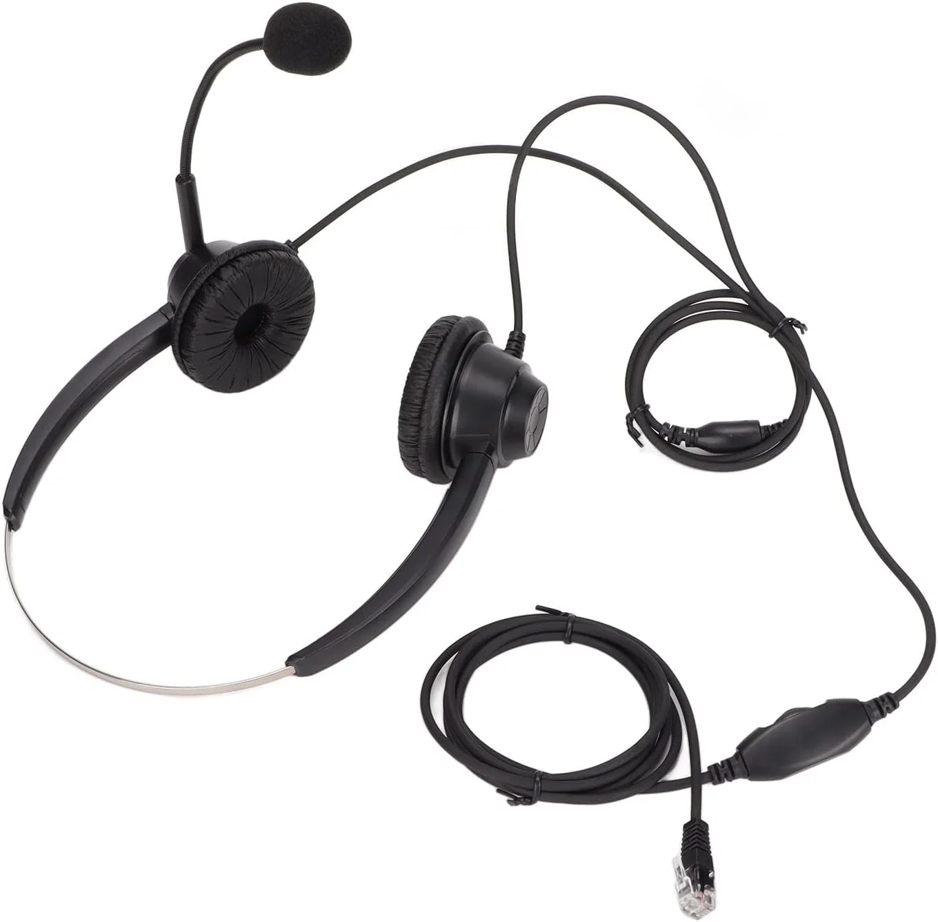 هدست تلفن سیم دار دو گوشی با میکروفون و فیش RJ9، حذف نویز برای تلفن های VOIP و مراکز تماس