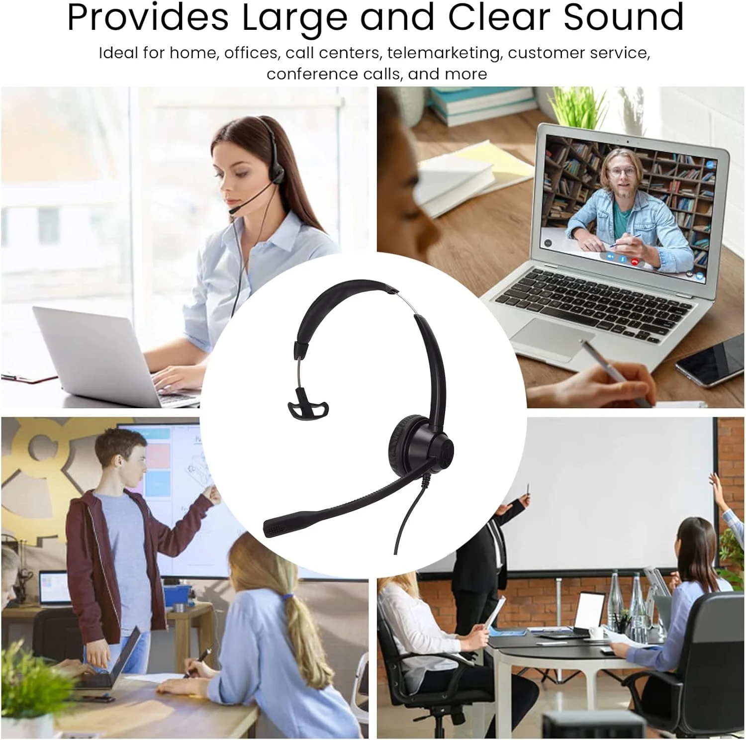 هدست یک گوشی با جک RJ9، طراحی مستحکم، میکروفون حذف نویز، اتصال آسان و بدون نیاز به نصب، مناسب برای دفتر کار