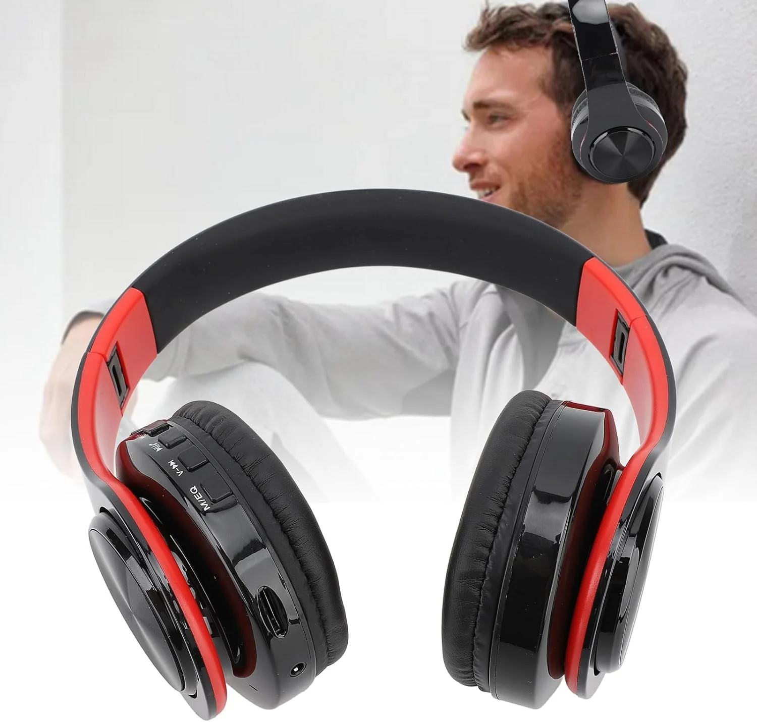 هدفون روگوشی Elprico، هدفون بی‌سیم با میکروفون، هدست تاشو و سبک، دکمه‌های چند منظوره برای تماس و موسیقی