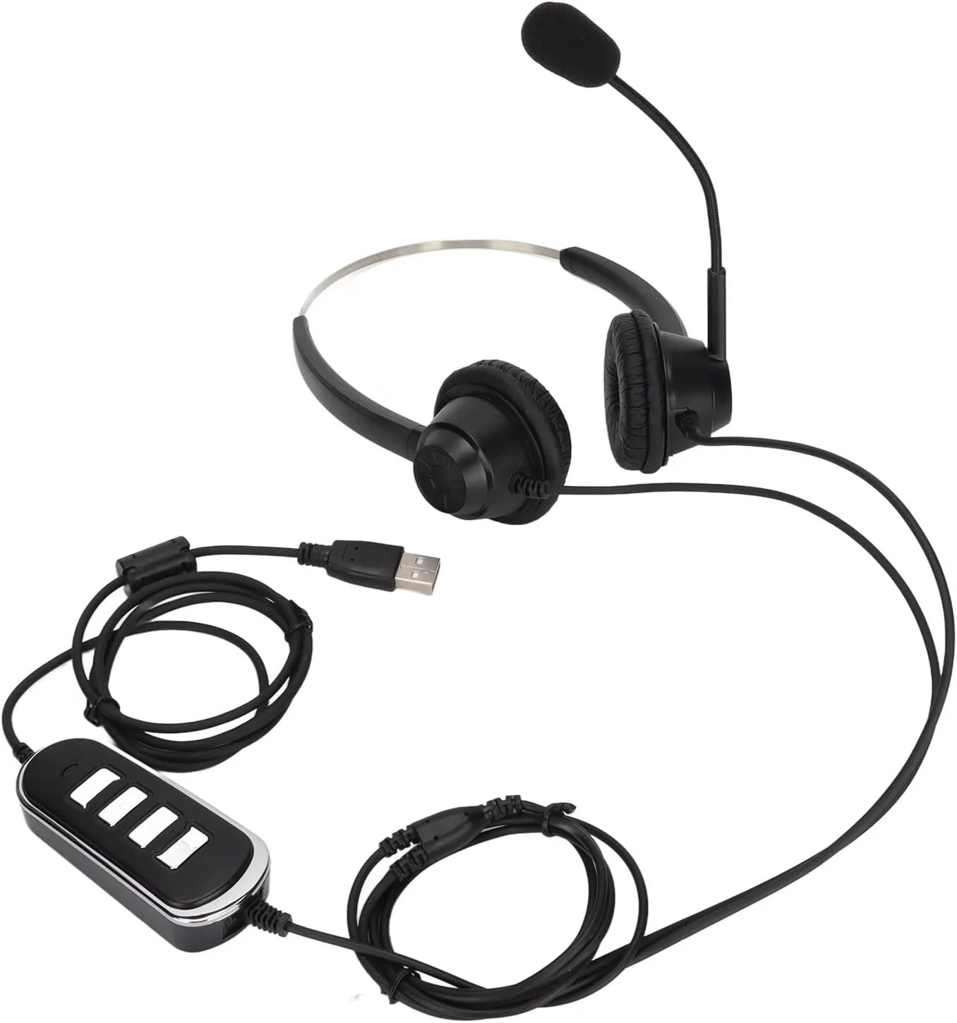 هدست تلفن دو گوش، هدفون تلفن، هدفون با دوشاخه RJ9، کارت صدای USB، با میکروفون HD، کاهش نویز، مناسب برای مراکز تماس، خانه